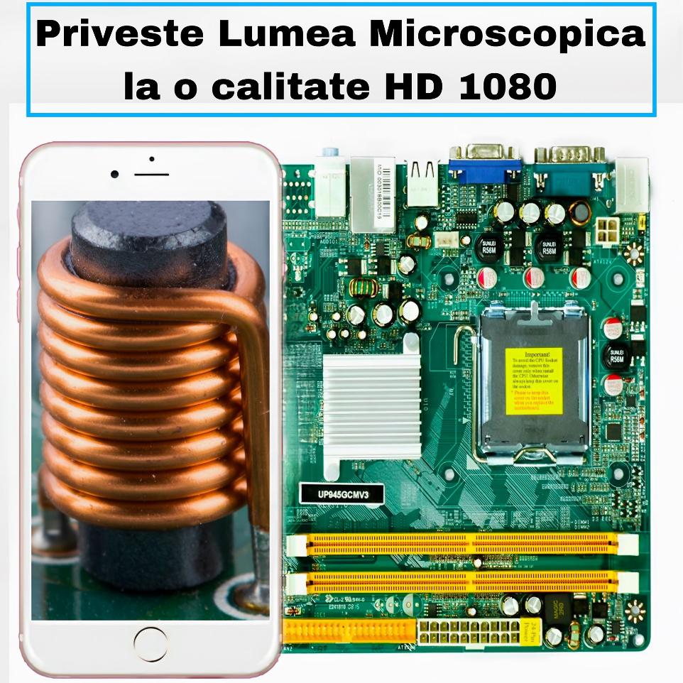 Microscop digital Premium, cu lumina LED, de inalta putere 1000x, cu 3 adaptoare, linie de metraj, stand