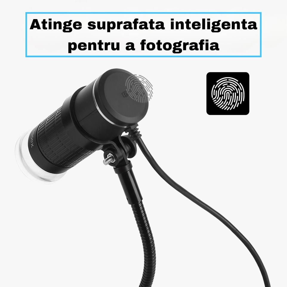 Microscop digital Premium, cu lumina LED, de inalta putere 1000x, cu 3 adaptoare, linie de metraj, stand