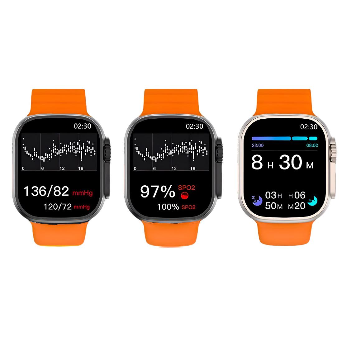 Ceas Smartwatch, Touchscreen, Ecran AMOLED, Asistent vocal, Monitorizarea starii de sanatate, Fitness, Meniu Waterfall, Cadran AI, Rezistent la apa si socuri, Portocaliu