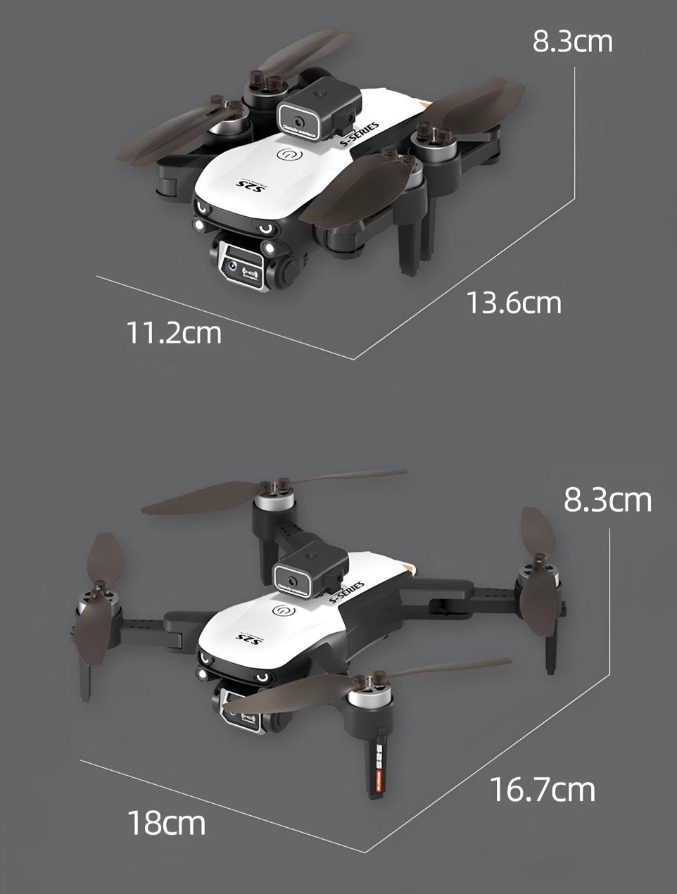 Drona profesionala Premium, Original S-Series, HexaCraft, 8K, camera imbunatatita, 3MP, distanta maxima 3000M, Follow Me, Evitare obstacole, Rotire si inconjurare 360*, Ruta automata, Recunoastere Gesturi, HeadLess, alb