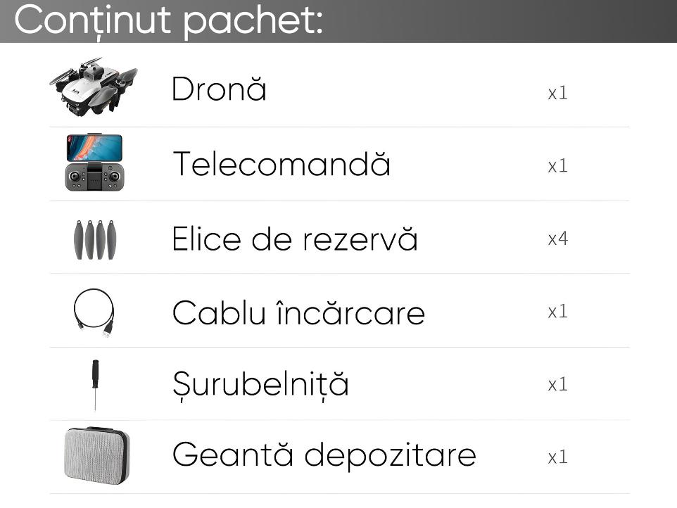 Drona profesionala Premium, Original S-Series, HexaCraft, 8K, camera imbunatatita, 3MP, distanta maxima 3000M, Follow Me, Evitare obstacole, Rotire si inconjurare 360*, Ruta automata, Recunoastere Gesturi, HeadLess, alb